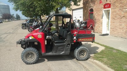 red fire department golf cart